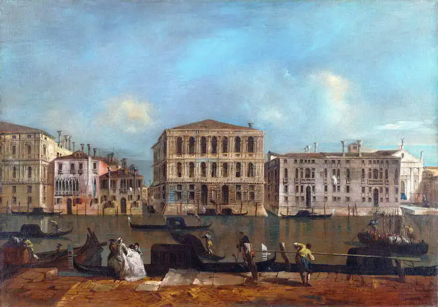 Guardi, Francesco: Benátky, Grand Canal s Palazzo Pesaro