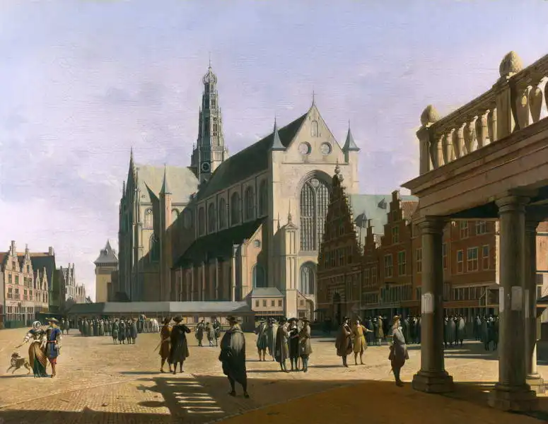 Berckheyde, Gerrit: Trh a Grote Kerk v Haarlemu