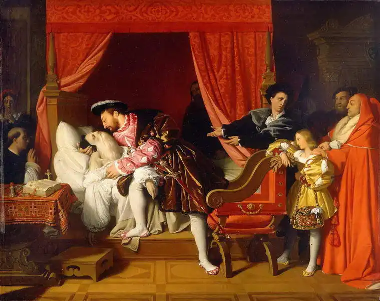 Ingres, Jean Auguste: František I. u posledního vydechnutí Leonardo da Vinci
