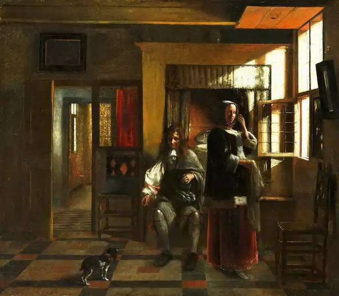Hooch, Pieter de: Pokoj s mladým párem