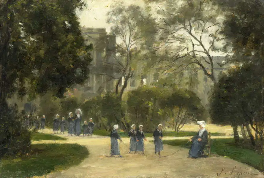 Lépine, Stanislas Victor: Jeptišky a školačky v Jardin des Tuileries, Paris
