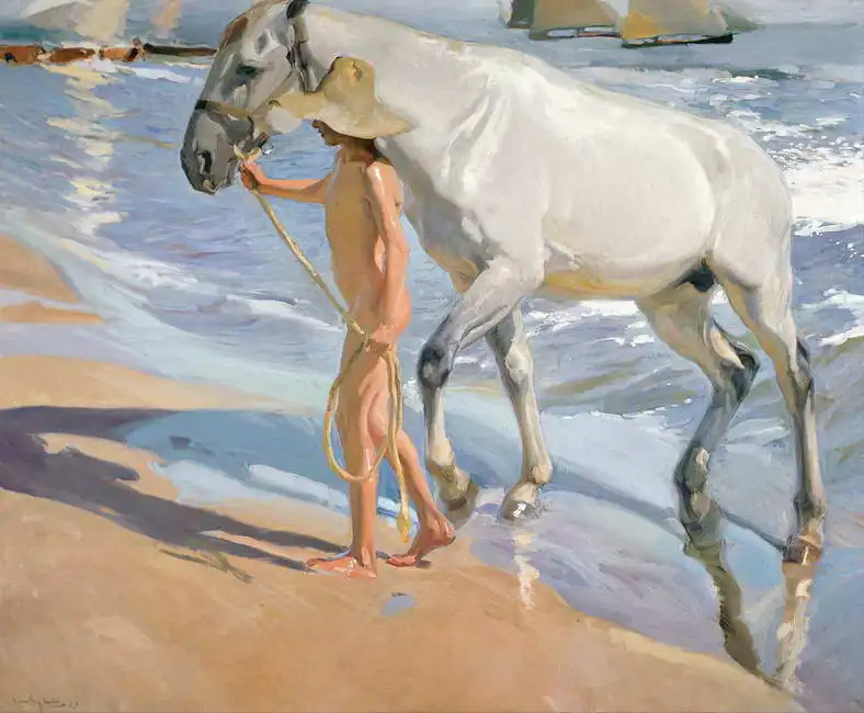 Sorolla y Bastida, Joaquin: Koupání koně