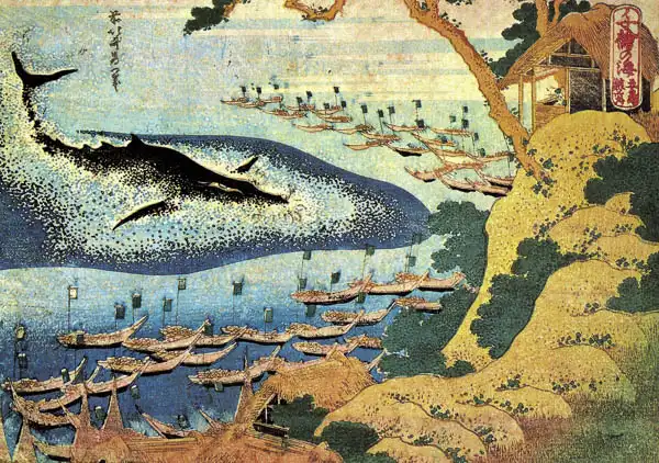 Hokusai, Katsushika: Whaling off the Goto Island - from the series Oceans of Wisdom