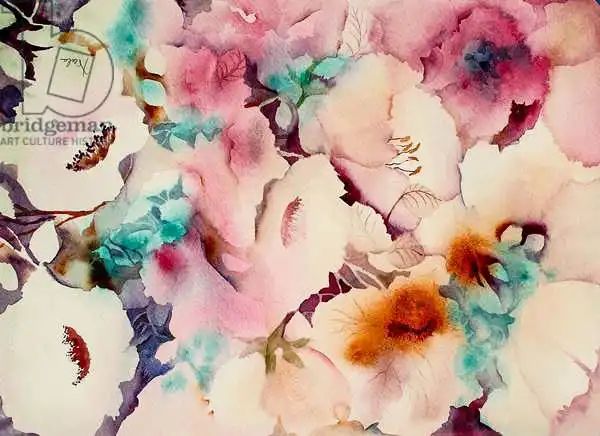 Pushparaj, Neel: Flowers in russet and aqua