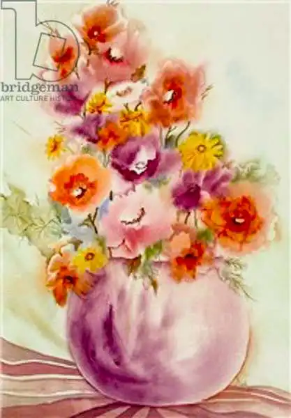Pushparaj, Neel: Flowers in a Purple Vase