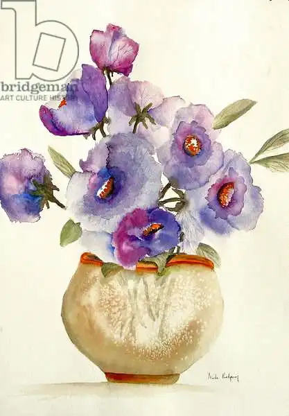 Pushparaj, Neel: Purple Anemones in a vase