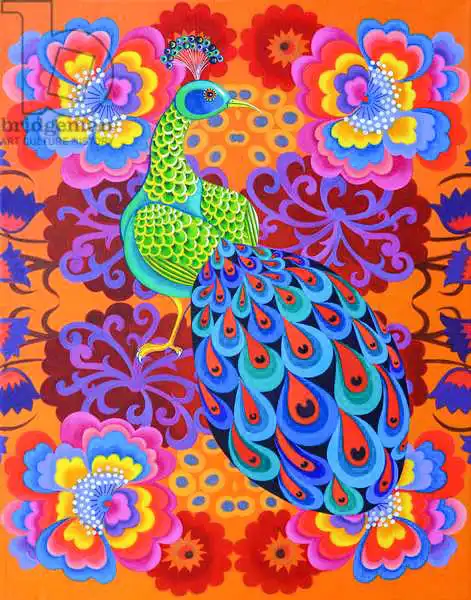 Tattersfield, Jan: Peacock with flowers