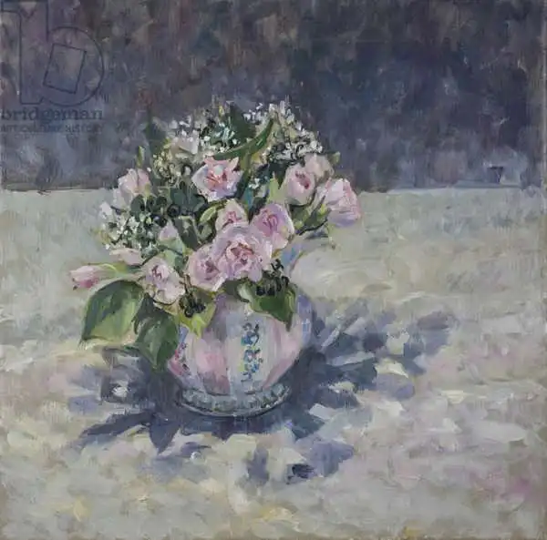 Wales, Su: Pinks in stripey jug