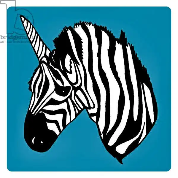 Elise, Ambe: Zebra Unicorn, pen and ink, digitally coloured