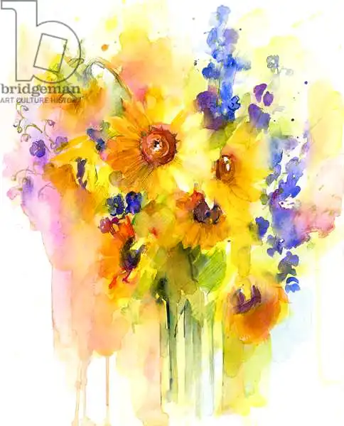 Keeling, Joh: Girasoles y delphinium