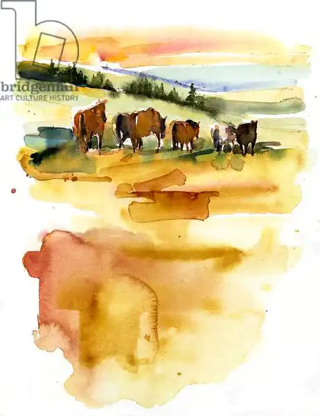 Keeling, Joh: Caballos al atardecer