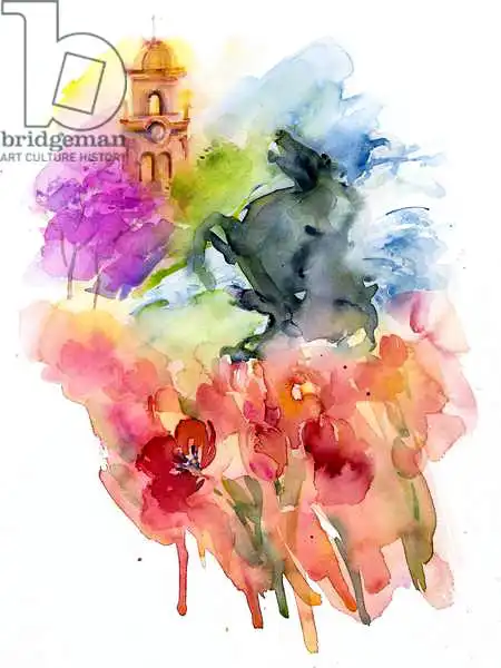 Keeling, Joh: Piazza con tulipani rossi