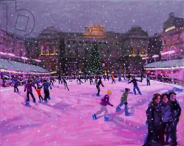 Macara, Andre: Christmas skating,Somerset House with pink lights.2014