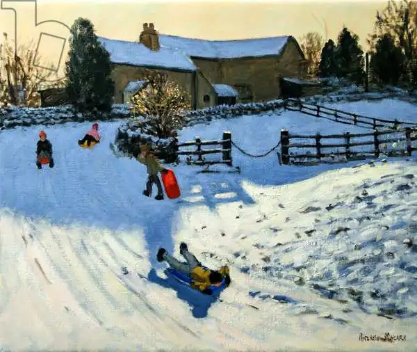 Macara, Andre: Children Sledging, Monyash, Derbyshire
