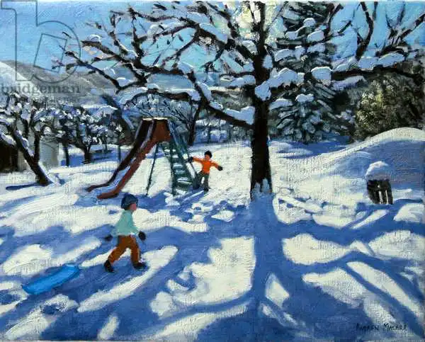 Macara, Andre: The slide in winter, Bourg, St Moritz
