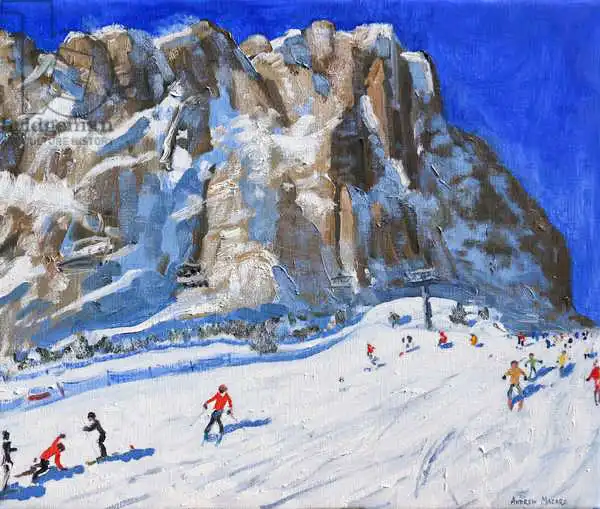 Macara, Andre: Skiing down the mountain,Selva Gardena
