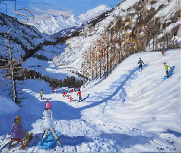 Macara, Andre: Shadow of a fir tree,and skiers Tignes.2014