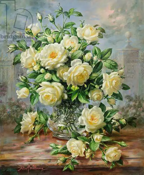 Williams, Albert: Princess Diana Roses in a Cut Glass Vase