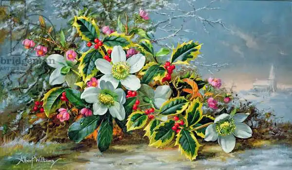 Williams, Albert: Winter roses in a landscape
