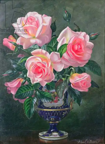 Williams, Albert: AB.262.Still Life with Pink Roses in Vases