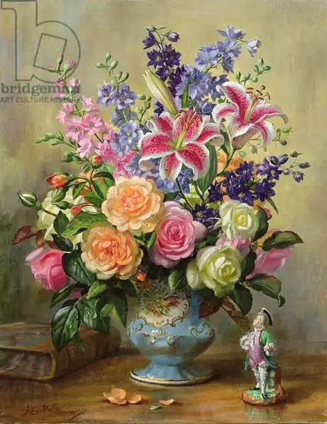 Williams, Albert: AB250 Still Life of Roses, Lilies and Delphiniums