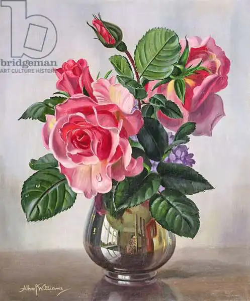 Williams, Albert: AB/289 Lady Sylvia Roses in a Silver Vase