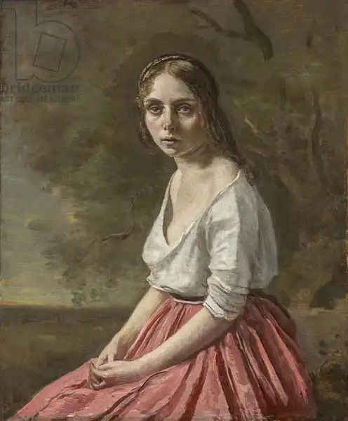Corot, J. B. Camille: Dívka v růžové sukni
