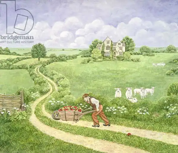 Ditz: The Apple-barrow: Joseph Poorgrass wheeling a barrow of apples to Bathsheba