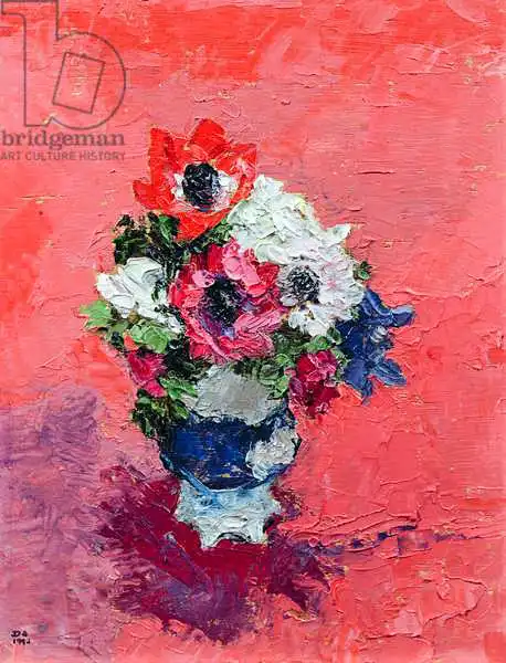 Schofield, Diana: Anemones on a red ground