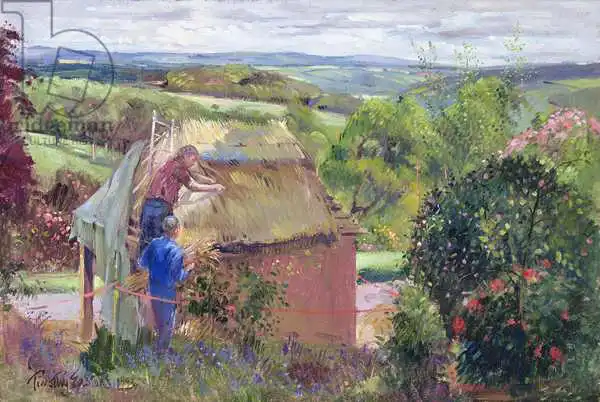 Easton, Timoth: Thatching the Summer House, Lanhydrock House, Cornwall