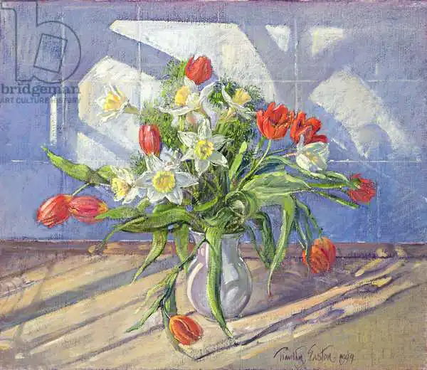Easton, Timoth: Spring Flowers with Window Reflections