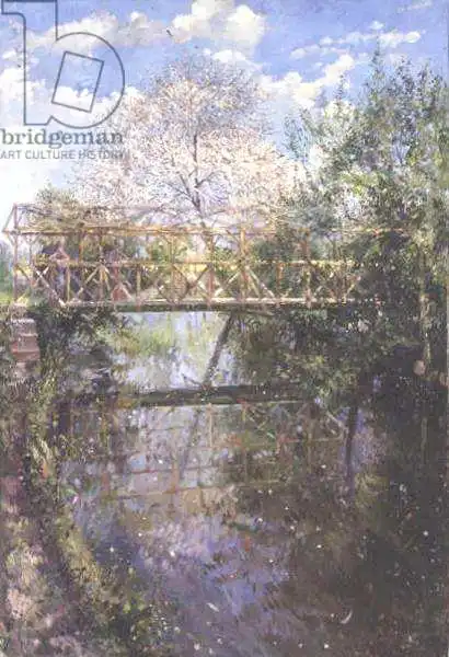 Easton, Timoth: Cerezo en flor y puente enrejado