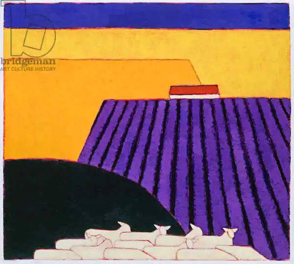 Donne, Eithne: Sheep and Lavender Fields, 2004