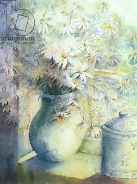 Armitage, Karen: Asters - Snowsprite in jug on window sill