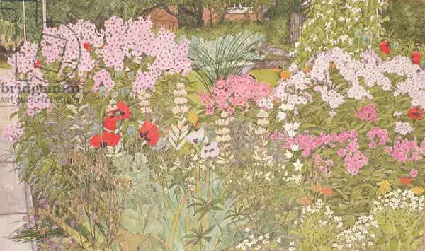 Benton, Linda: Pink Phlox in the Herbaceous Border