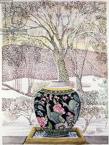 Delevoryas, Lillian: Large Ginger Jar in Snowstorm