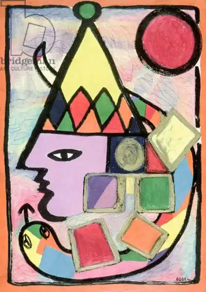 Rikys, Bodel: Harlequin, pastel and Indian ink on paper)