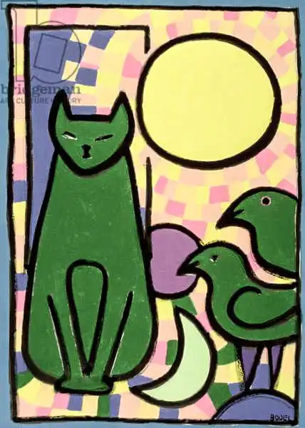 Rikys, Bodel: Sun Cat, pastel and Indian ink on paper)