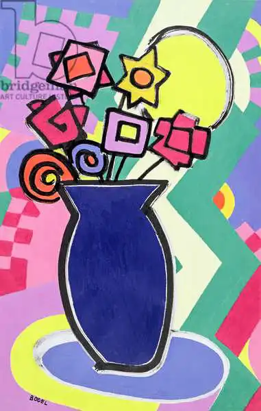 Rikys, Bodel: Blue Vase, pastel and Indian ink on paper)