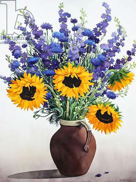 Ryland, Christophe: Summer Flowers in Brown Jug