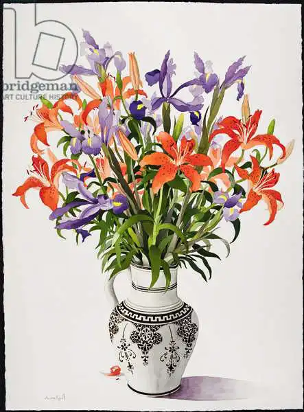 Ryland, Christophe: Flowers in a Black and White Jug