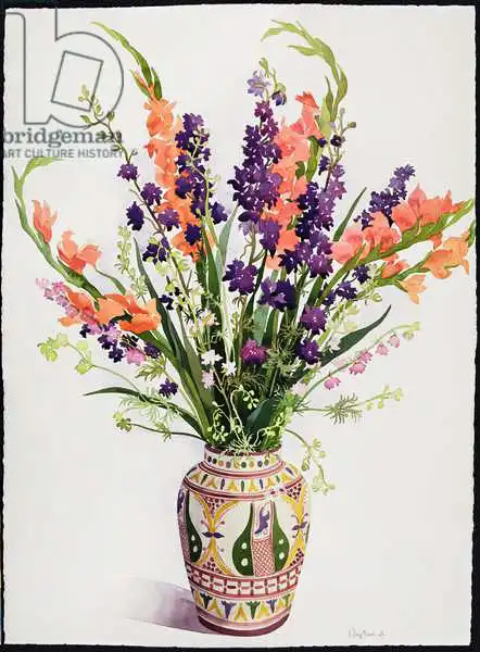 Ryland, Christophe: Larkspur and Gladioli in a Moroccan Vase