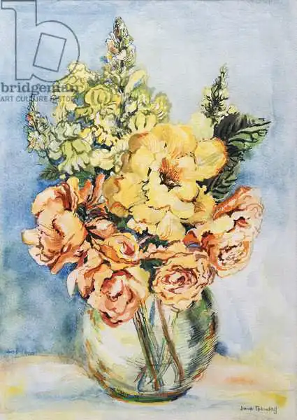 Thewsey, Joa: Rosas amarillas y Antirrhinums