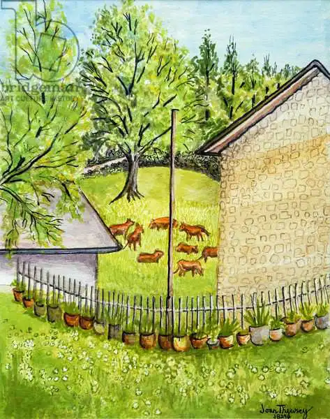 Thewsey, Joa: Vista dal giardino di Ruth, Limousin Francia, acquerello