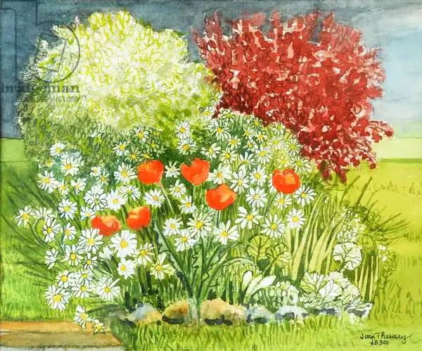Thewsey, Joa: Giardino Suffolk, pioggia in arrivo, 2011, acquerello