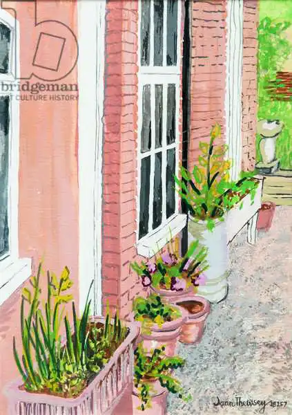 Thewsey, Joa: View from the Cottage Kitchen Window with Plants