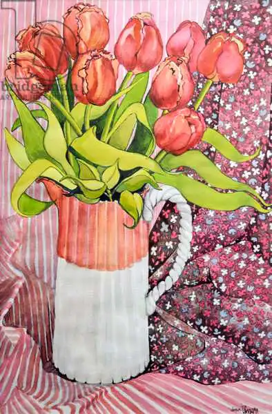 Thewsey, Joa: Tulipani in una brocca bianca e rosa, 2005