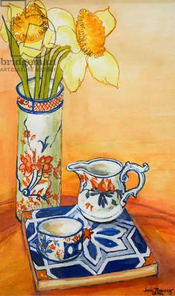 Thewsey, Joa: Chinese Vase with Daffodils, Pot and Jug,2014