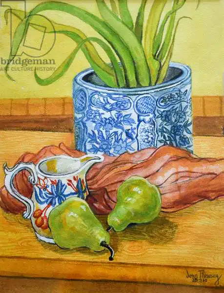 Thewsey, Joa: Blue and White Pot, Jug and Pears