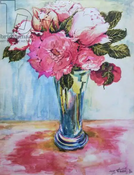 Thewsey, Joa: Rosas rosas en un vaso azul